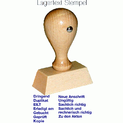 Handstempel wie zum Beispiel Lagertext Stempel