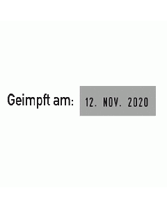 Covid 19 Geimpft am Stempel mit Datum